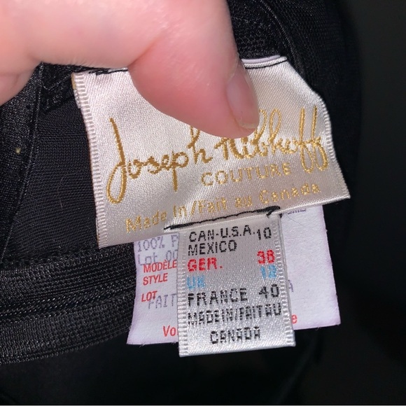 Joseph Ribkoff Couture Black Sheath Midi Dress Velvet Semi Sheer Mesh 10 - Picture 3 of 8